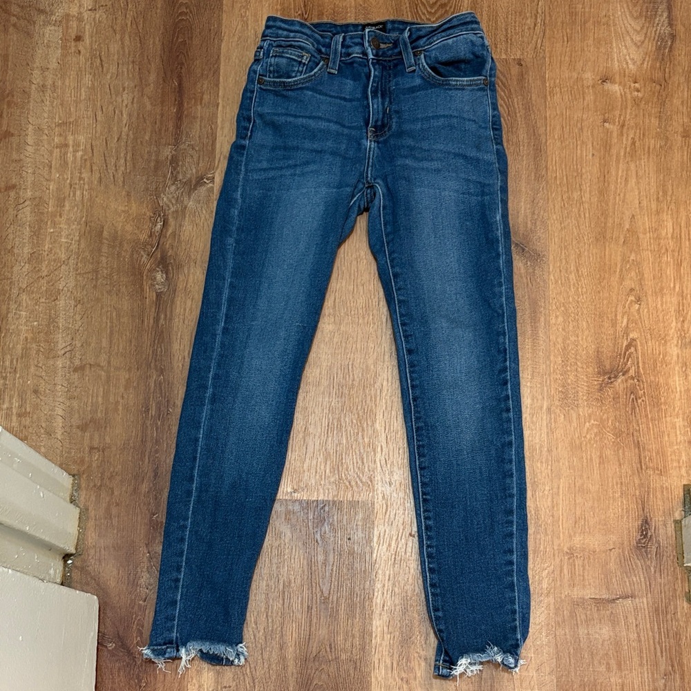 Just Black Dark Blue Frilled Ankle Jeans Size 24 Women